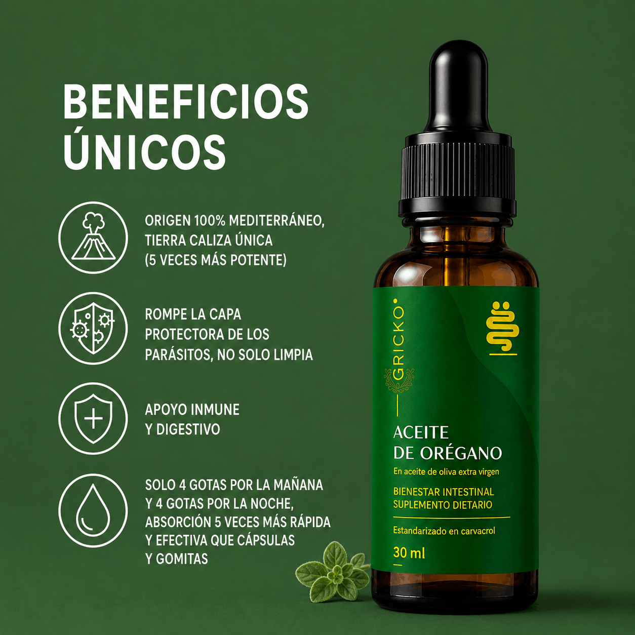 Aceite de Oregano del Mediterraneo alto en Carvacrol